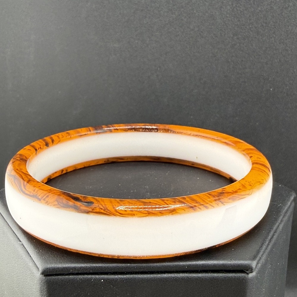 Vintage Bangle Bracelet Faux Tortoiseshell Acrylic 8.5"